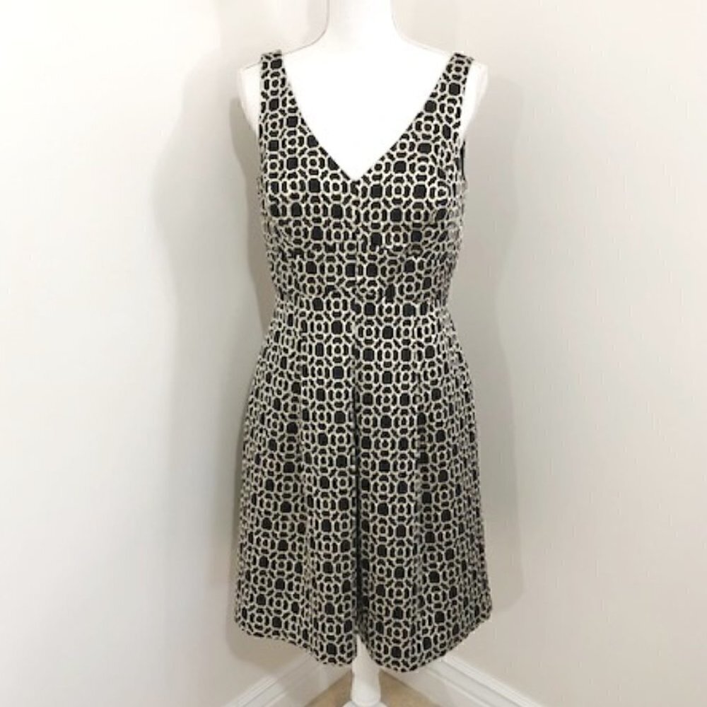 Lauren ralph lauren black & gold metallic geometric print dress